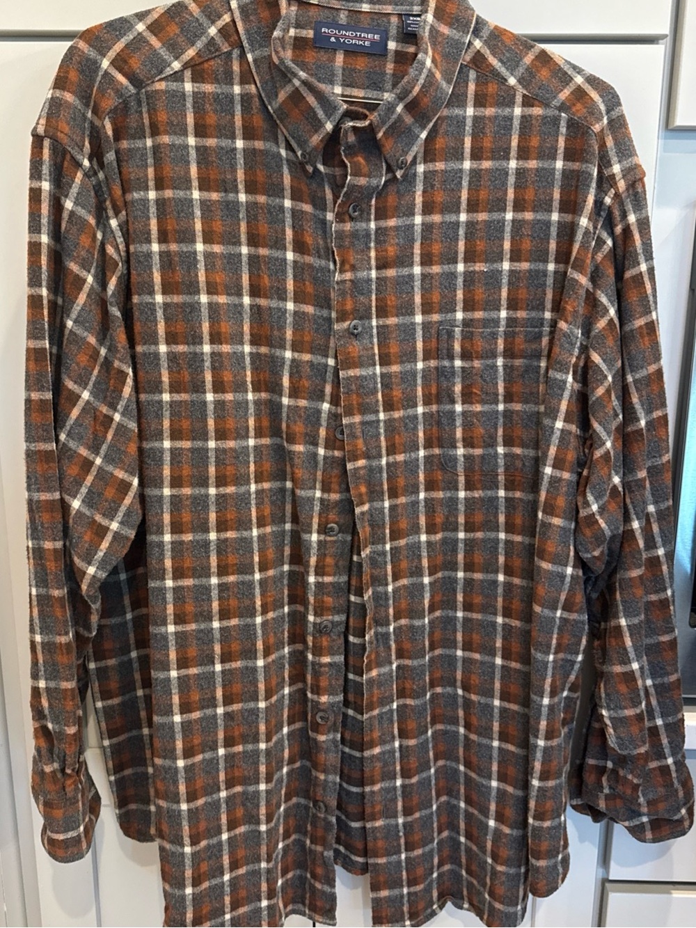 Men’s Roundtree & Yorke Long Sleeve Plaid Flannel Shirt 2XB